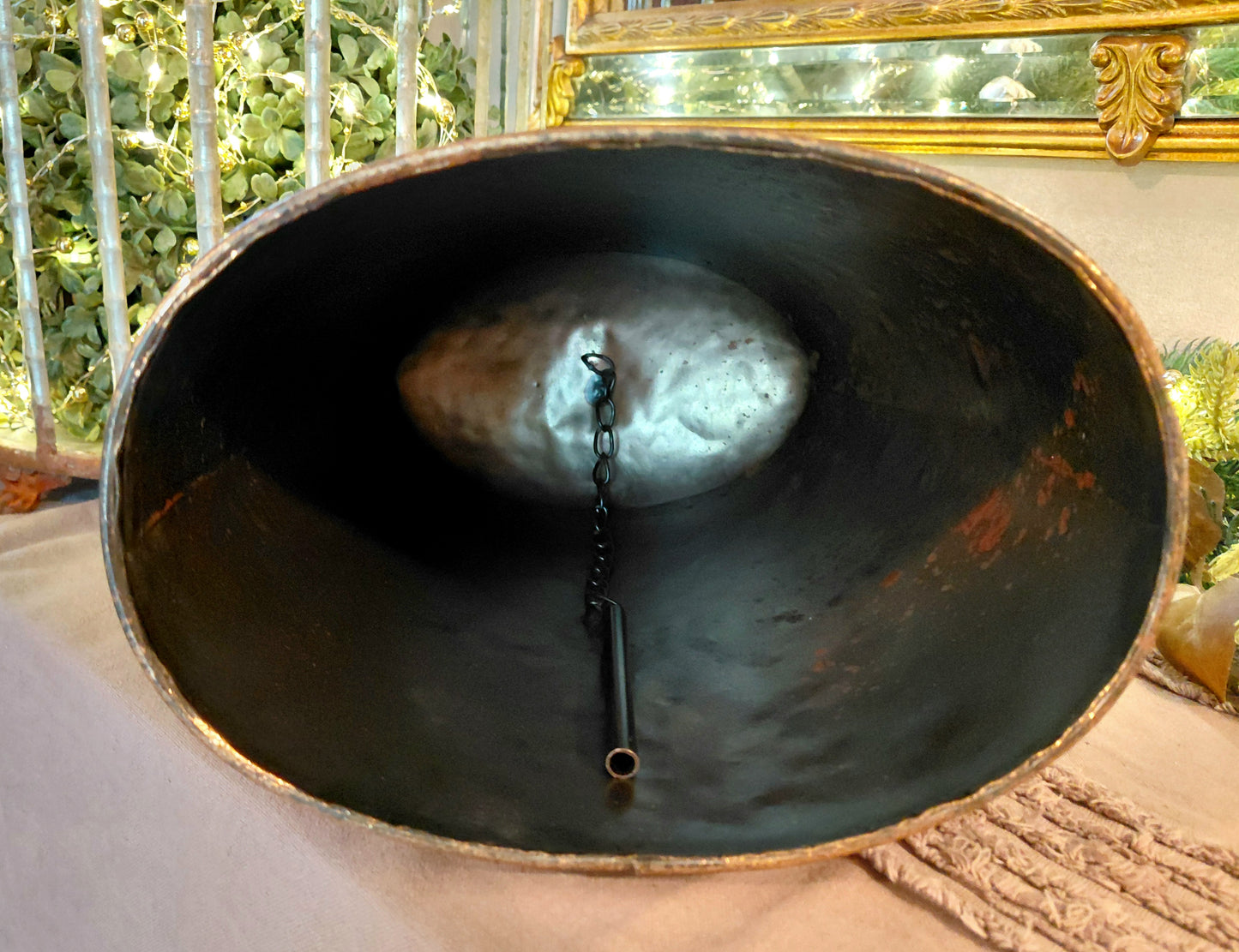 Large Antique Gold Cow Bell
