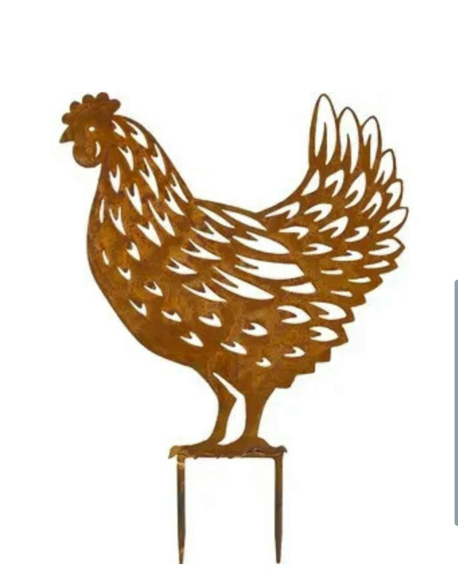 Rustic Hen Garden Stake