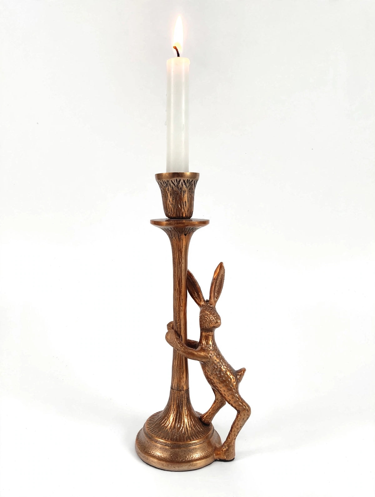 Bronze Boogie Rabbit Taper Candle Holder