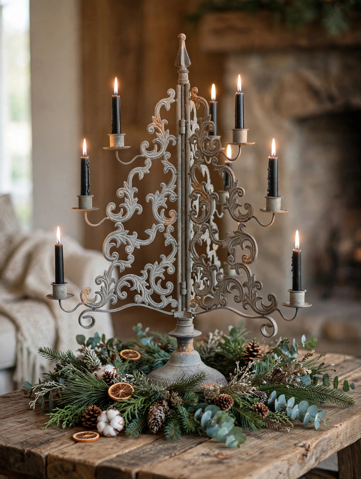 French Vintage Style Christmas Tree Candelabra