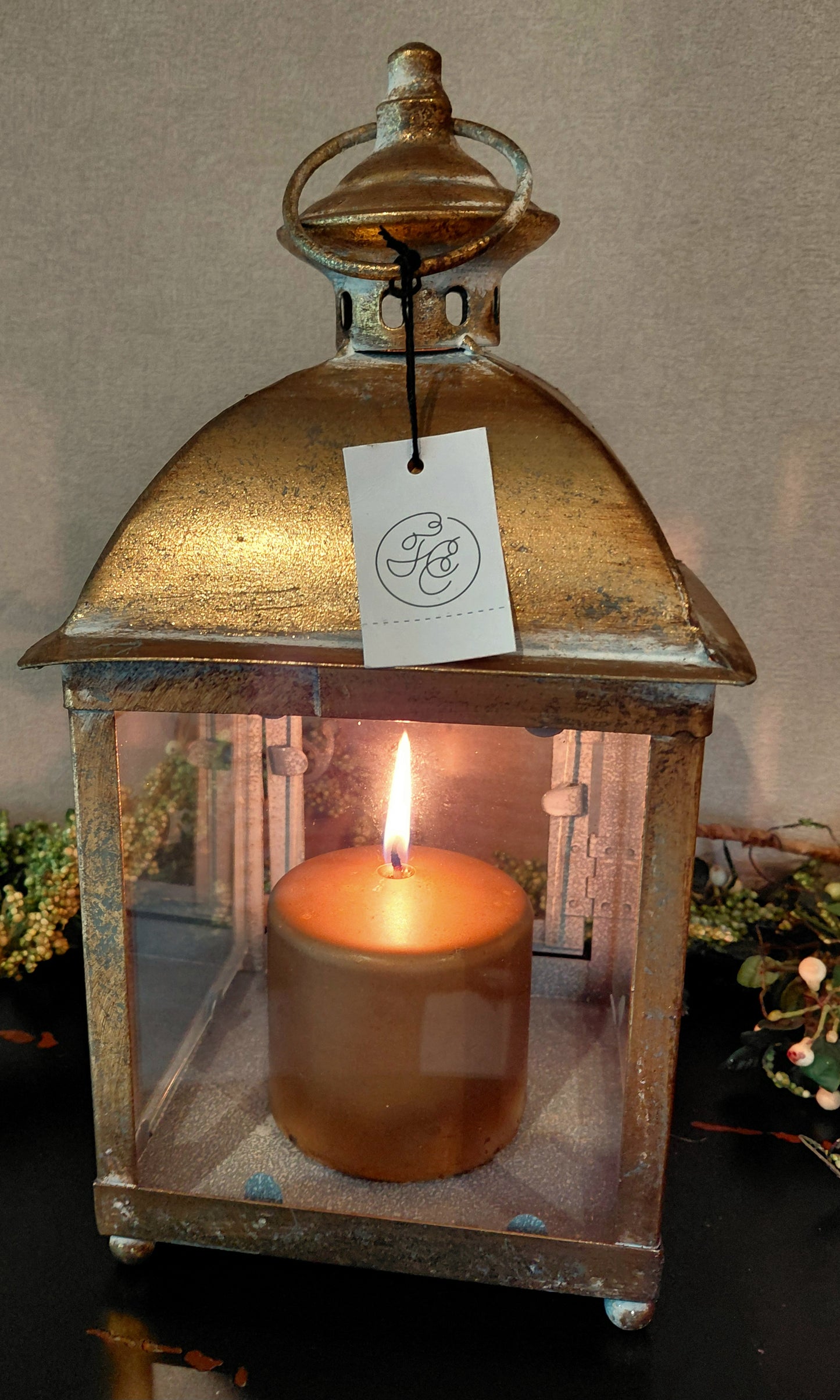 Forged Metal Glass Lantern
