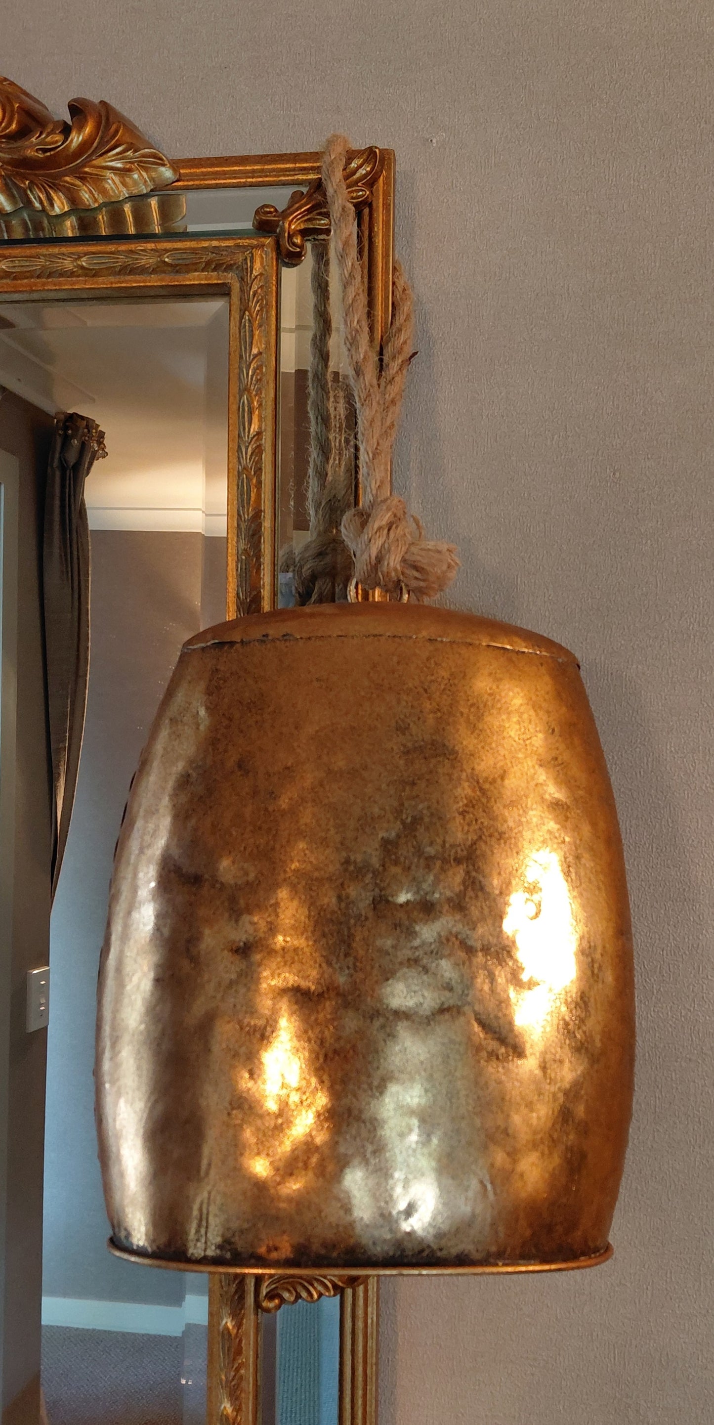 Large Antique Gold Cow Bell