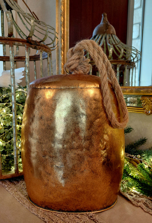 Large Antique Gold Cow Bell
