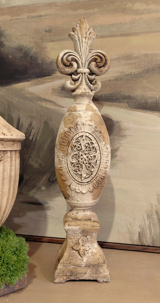 Antiqued Fleur Finial European - Large