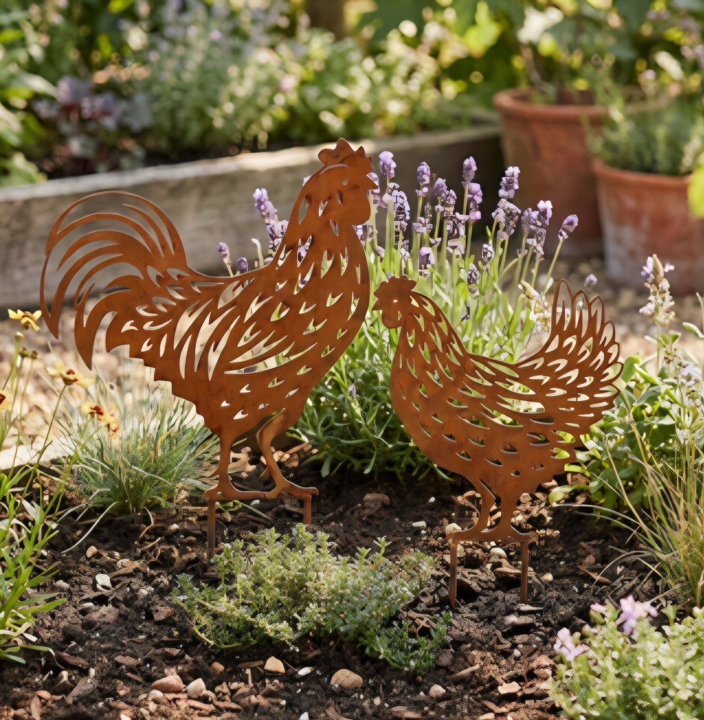 Rustic Hen Garden Stake