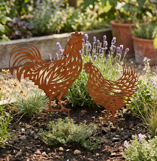 Rustic Rooster Garden Stake