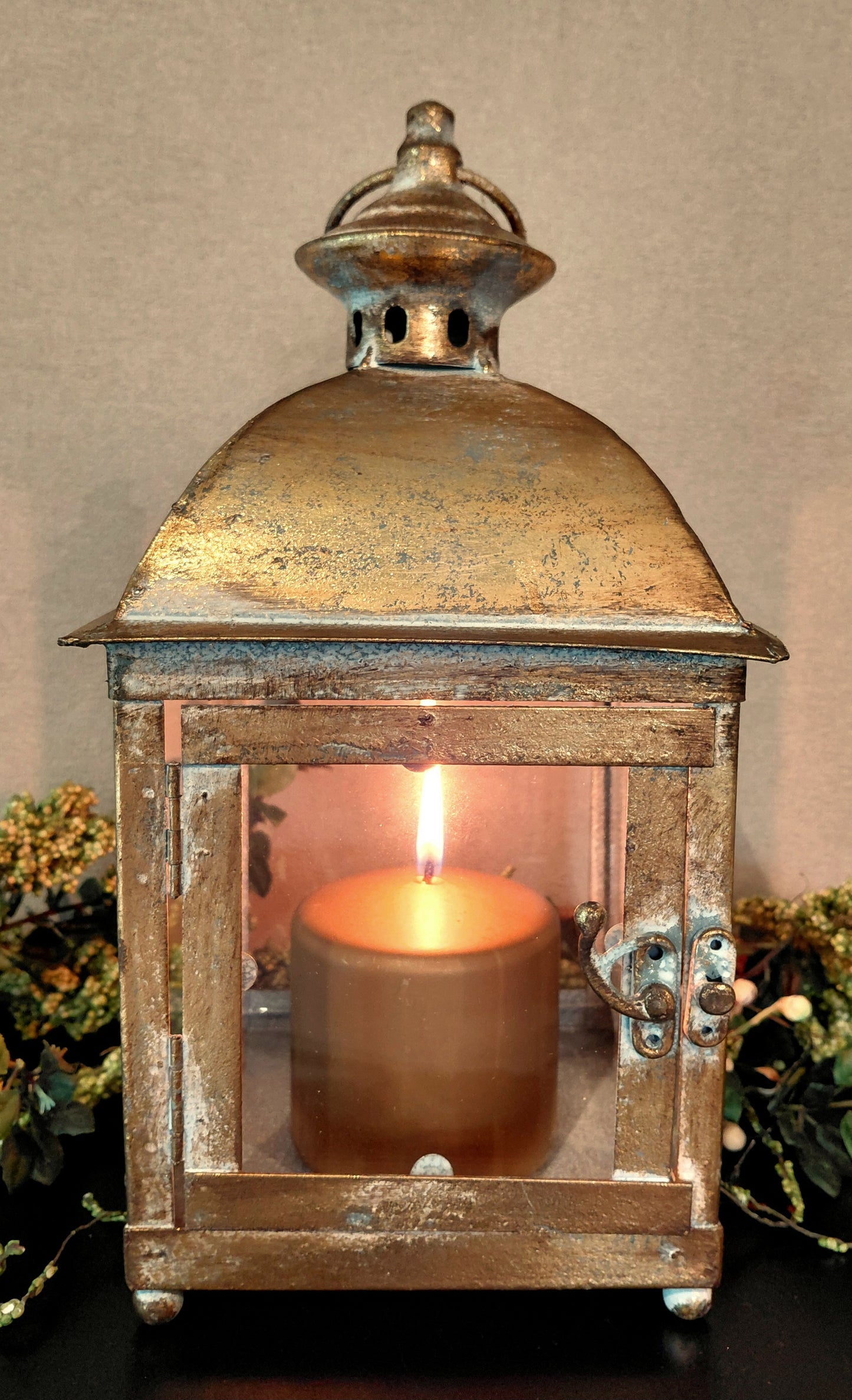 Forged Metal Glass Lantern