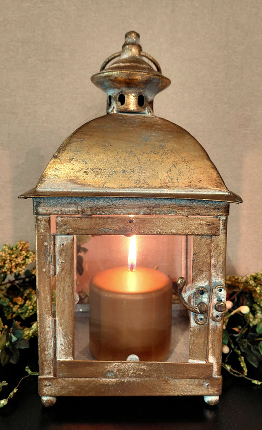 Forged Metal Glass Lantern