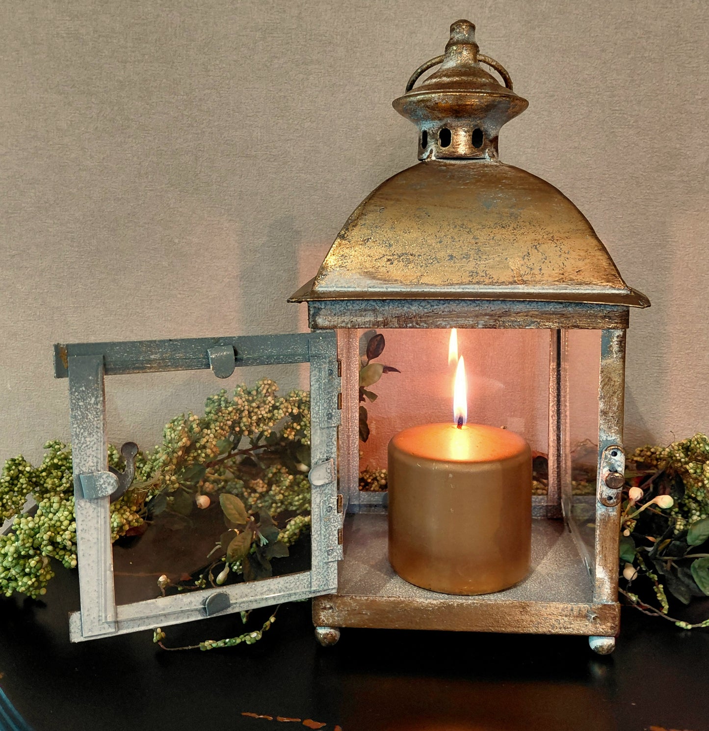 Forged Metal Glass Lantern