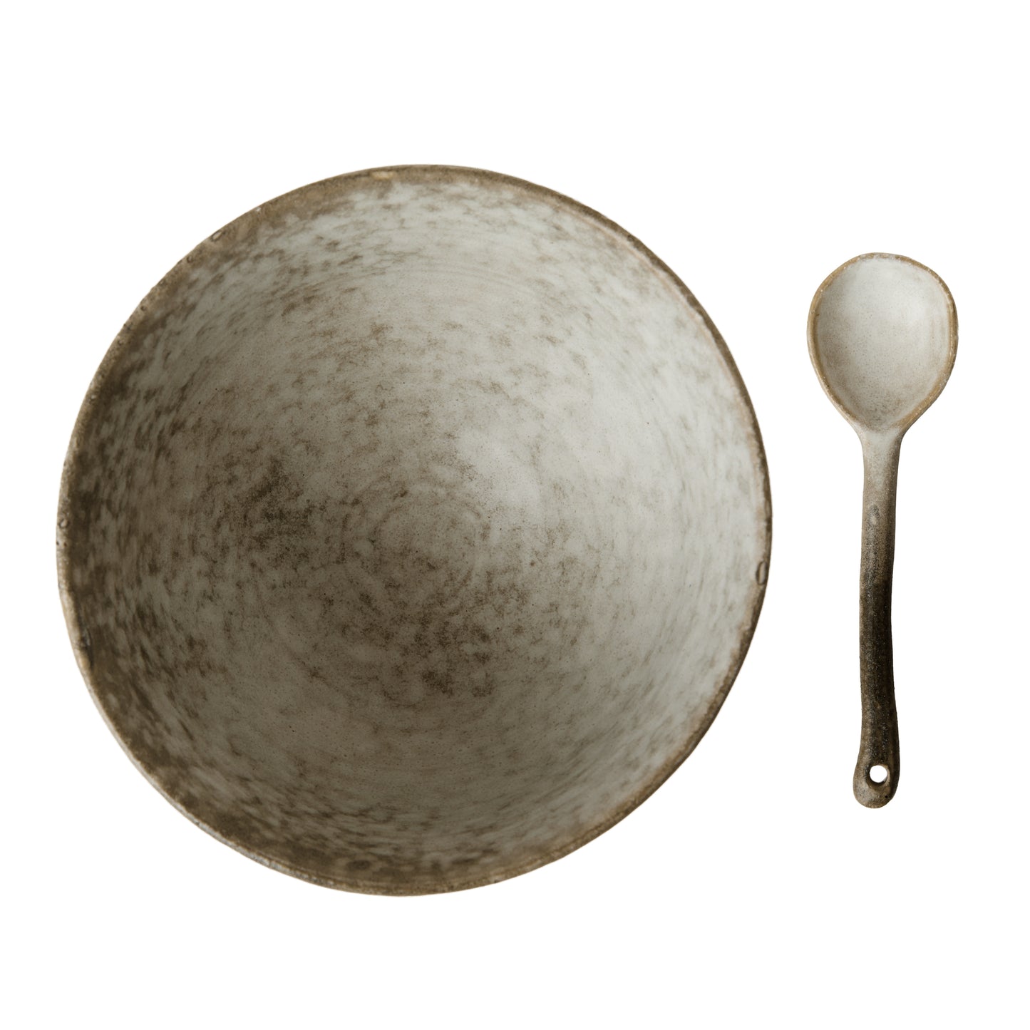 Tuscan Style Stoneware Bowl & Spoon 2 Piece Set