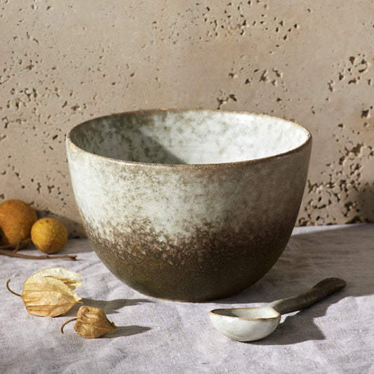 Tuscan Style Stoneware Bowl & Spoon 2 Piece Set