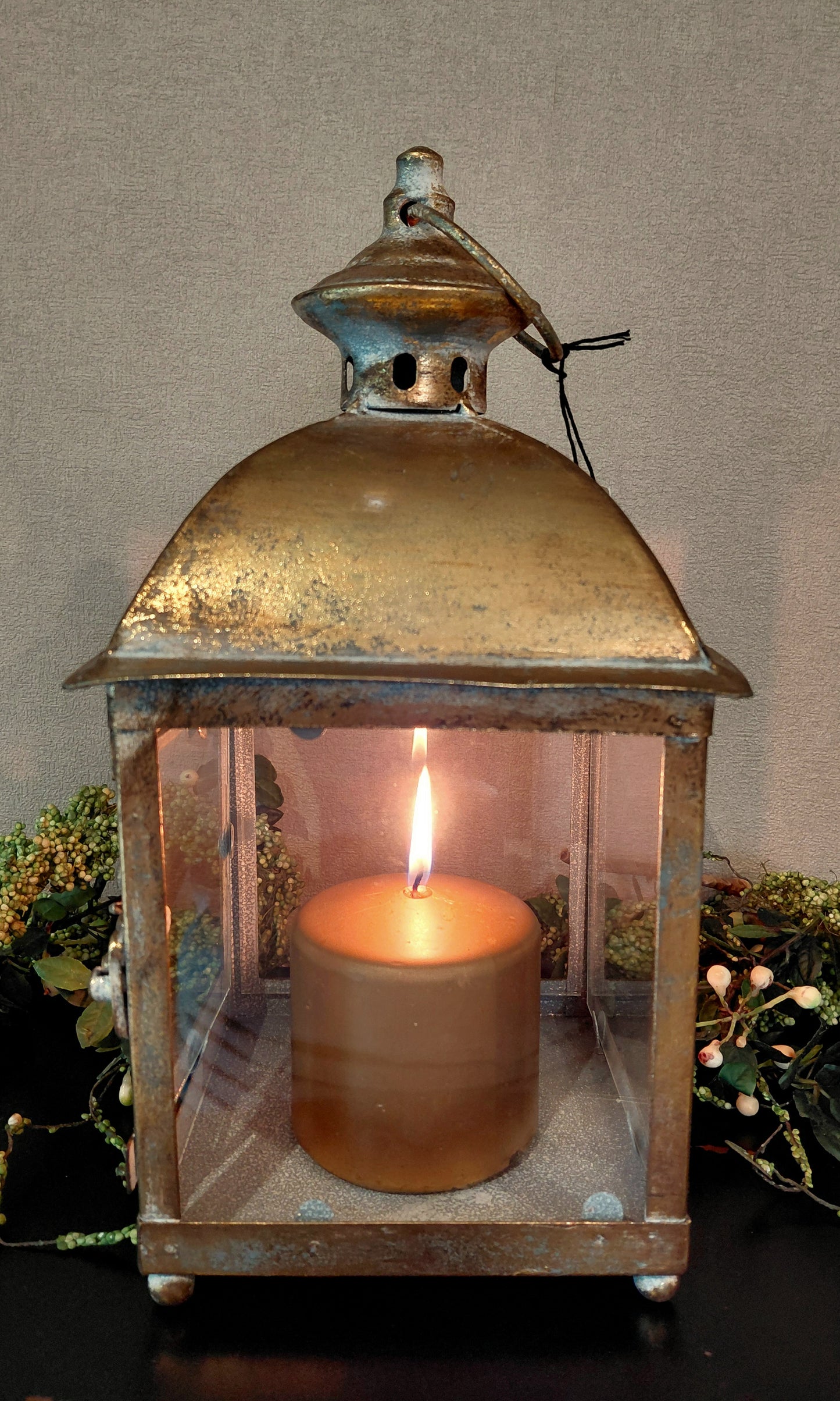 Forged Metal Glass Lantern