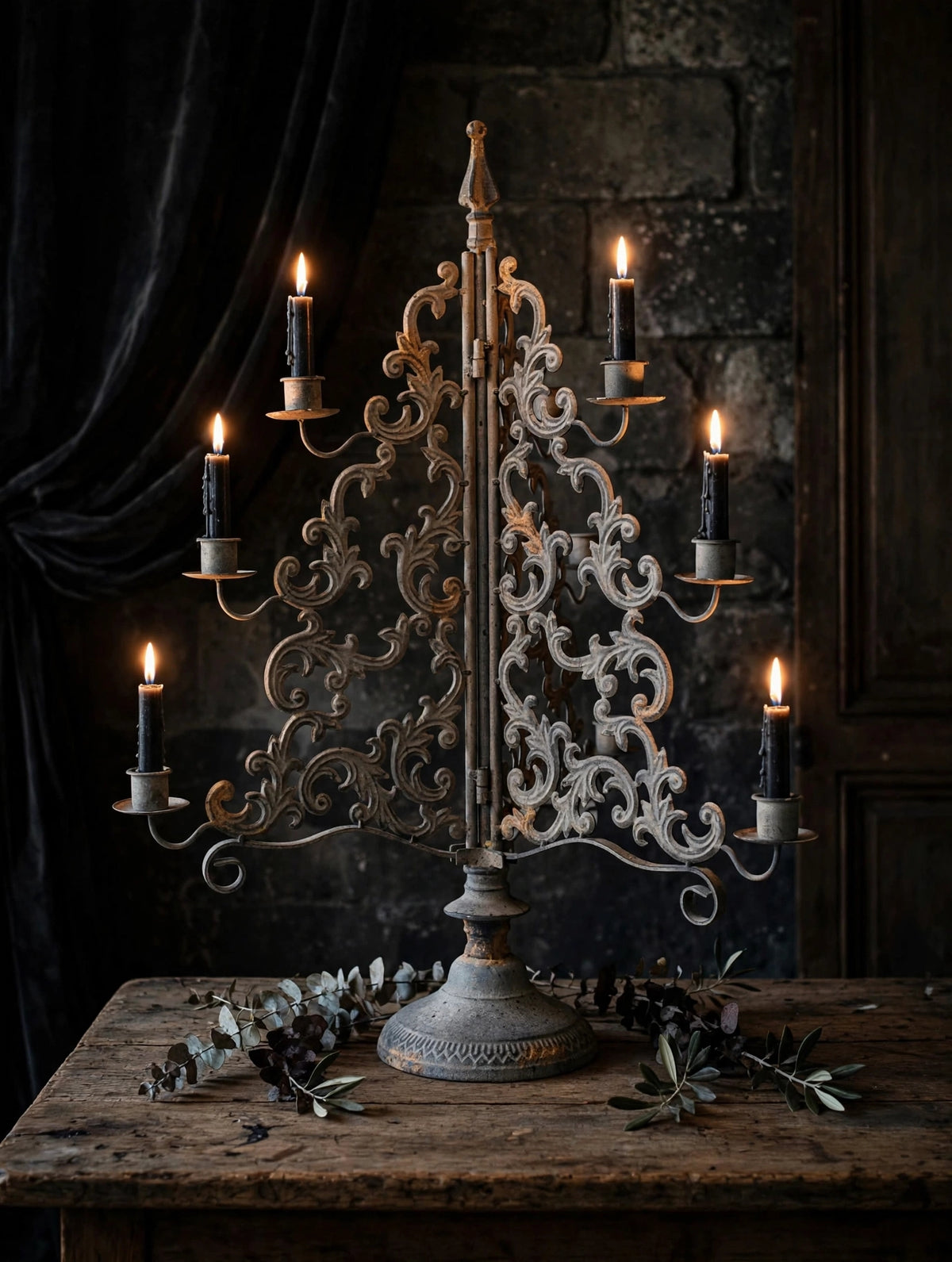 French Vintage Style Christmas Tree Candelabra
